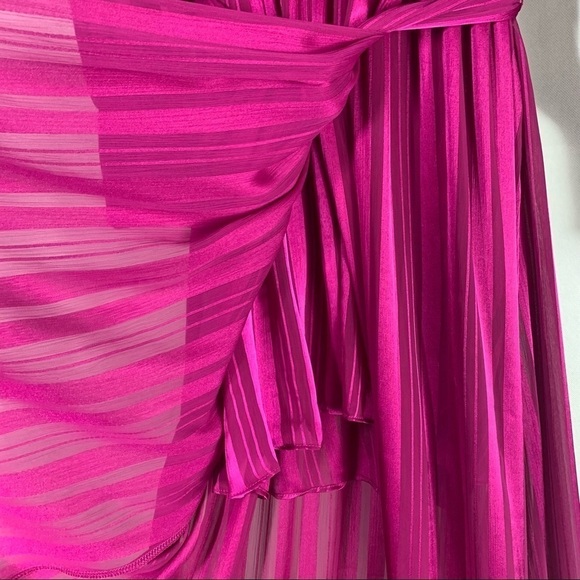 Misa  Gabriela Fuschia Striped Chiffon Midi Dress Size Small - Picture 13 of 16